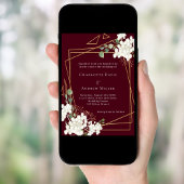 Bourgondische witte bloemen gouden geometrische br kaart