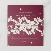  Bourgondische witte bloesem bloemenbruiloft Plaatskaartje (Buitenkant ongevouwen)