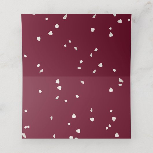  Bourgondische witte bloesem bloemenbruiloft Plaatskaartje (Binnenkant ongevouwen)