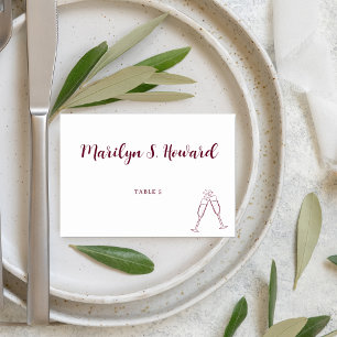 Bourgondische witte champagne minimalistische brui kaart