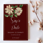 Bourgondische witte groene bloemenbotanische Save Kaart