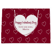 Bourgondische witte harten Valentijnsdag Groot Cadeauzakje (Voorkant)