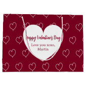 Bourgondische witte harten Valentijnsdag Groot Cadeauzakje (Achterkant)