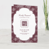 Bourgondische Witte Kant Coquette Strik QR Code Br (Achterkant)