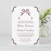 Bourgondische Witte Kanten Coquette Strik QR Code  Kaart (Staand voorkant)