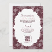 Bourgondische Witte Kanten Coquette Strik QR Code  Kaart (Achterkant)
