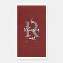 Bourgondische witte naam Monogram papier gastdoek Servet