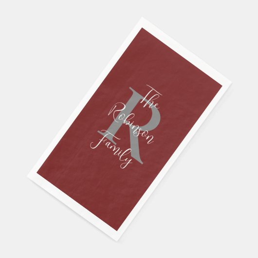 Bourgondische witte naam Monogram papier gastdoek Servet (Hoek)