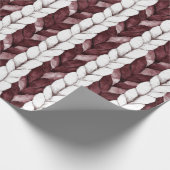 Bourgondische witte strepen Kerstmis Cadeaupapier (Hoek)