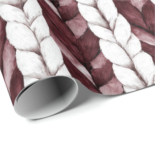 Bourgondische witte strepen Kerstmis Cadeaupapier (Rol Hoek)