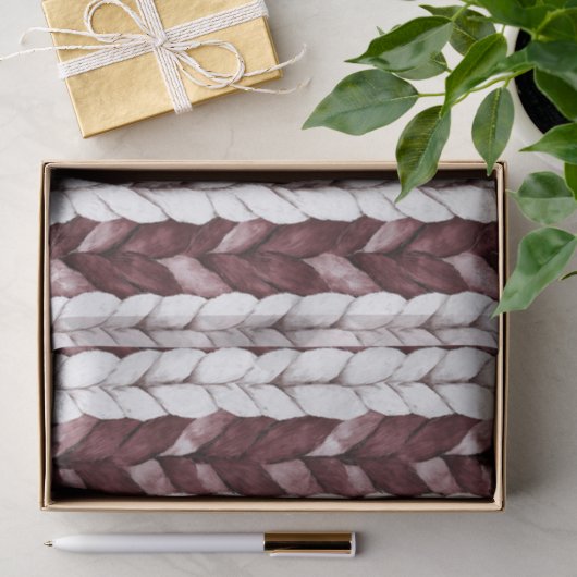 Bourgondische witte strepen Kerstmis Tissuepapier (Geschenk)