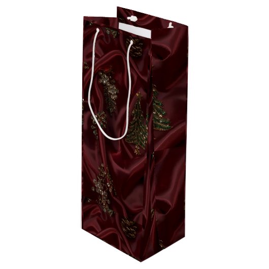 Bourgondische Zijde-Uitzicht Diamant Wijn Cadeautas (Voorkant Gekanteld)