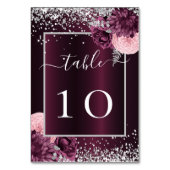 Bourgondische zilveren bloemen bruiloft kaart (Voorkant)