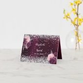 Bourgondische zilveren bloemen trouwkaart kaart (Gele Bloem)