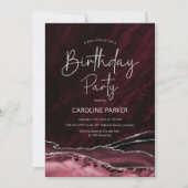 Bourgondische zilveren verjaardag elke leeftijd kaart (Voorkant)