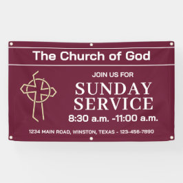Bourgondische zondagse kerkdienstbanner met logo spandoek