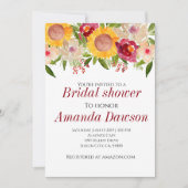 Bourgondische zonnebloem bloemen bruids douche uit kaart (Voorkant)