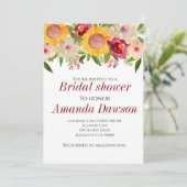 Bourgondische zonnebloem bloemen bruids douche uit kaart (Staand voorkant)