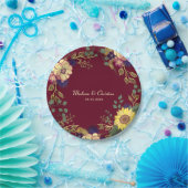 Bourgondische zonnebloem rustieke bruiloft papieren bordje (Feest)