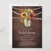 Bourgondische zonnebloemen Hout QR Code Bruiloftsu Kaart (Voorkant)