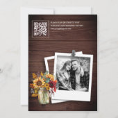 Bourgondische zonnebloemen Hout QR Code Bruiloftsu Kaart (Achterkant)
