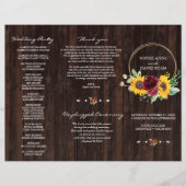 Bourgondische zonnebloemen houten drie-delig vouwb flyer (Voorkant)