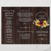 Bourgondische zonnebloemen houten drie-delig vouwb flyer (Voorkant)