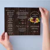 Bourgondische zonnebloemen houten drie-delig vouwb flyer (Hand)