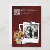 Bourgondische zonnebloemen QR-code trouwfoto Save The Date (Achterkant)