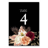 Bourgondische Zwarte Bloem Bruiloft Tafel Nummer Kaart (Achterkant)