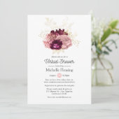 Bourgundy en roze virtueel Baby of Vrijgezellenfee Kaart (Staand voorkant)