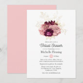 Bourgundy en roze virtueel Baby of Vrijgezellenfee Kaart (Voorkant / Achterkant)