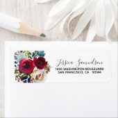 BOURGUNDY Rood Blauw Bloemen Retouradres Etiket (Insitu)