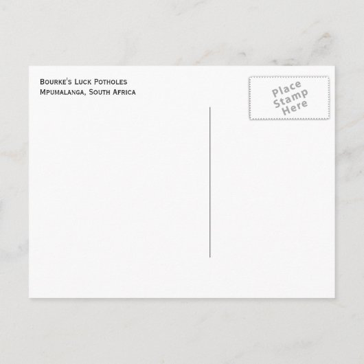 Bourke's Luck Potholes, Mpumalanga, Zuid-Afrika Briefkaart (Achterkant)