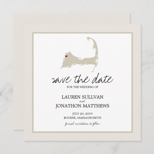 Bourne Cape Cod Wedding Save the Date (Voorkant / Achterkant)