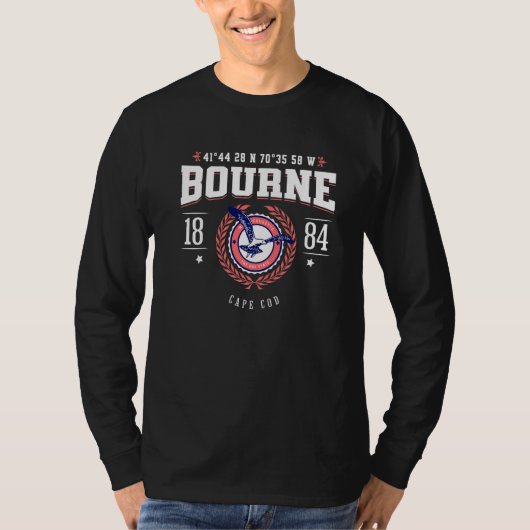 Bourne Massachusetts Cape Cod MA Nautical Beach So T-shirt (Voorkant)