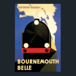 Bournemouth Belle Art Deco Poster<br><div class="desc">Een klassiek poster van het Deco-kunstontwerp van de tijd. De Bournemouth Belle werd vanaf 1931 bestuurd door de Zuidelijke Spoorweg. Een herstelde reproductie.</div>