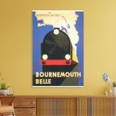Bournemouth Belle Vintage Travel Poster Canvas Afdruk (Insitu (Woonkamer))