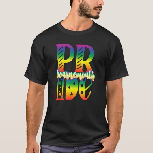 Bournemouth Gay Pride in blokletters T-shirt (Voorkant)
