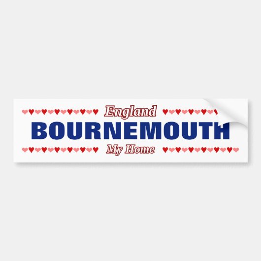 BOURNEMOUTH - My Home - England; Rode en roze hart Bumpersticker (Voorkant)