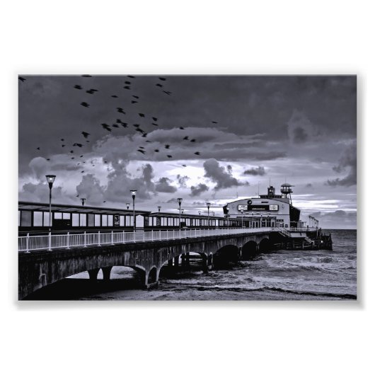 Bournemouth Pier en Beach Dorset England Foto Afdruk (Voorkant)