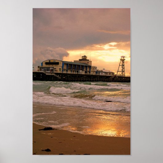Bournemouth Pier en Beach Dorset England Poster (Voorkant)