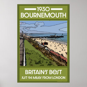 Bournemouth Retro Seaside Art Poster