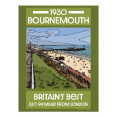 Bournemouth  Retro Seaside Art Poster (Voorkant)