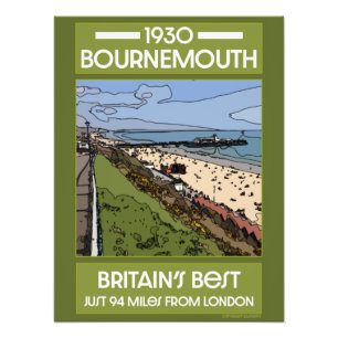 Bournemouth Retro Seaside Art Poster