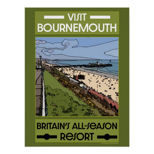 Bournemouth  Retro Seaside Perfect Poster (Voorkant)