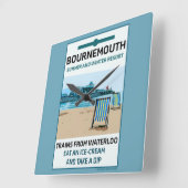 Bournemouth  Retro Seaside Vierkante Klok (Hoek)