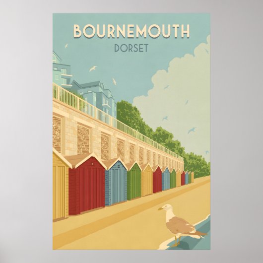 Bournemouth Strand Dorset Kust Reisposter Poster (Voorkant)