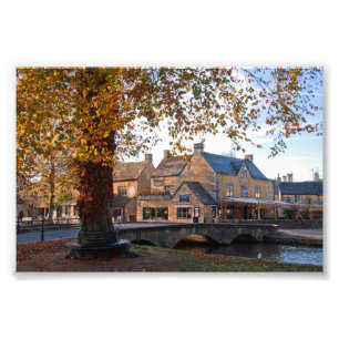 Bourton op de waterherfst Trees Cotswolds Verenigd Foto Afdruk