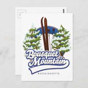 Bousquet Mountain Massachusetts Ski logo Briefkaart